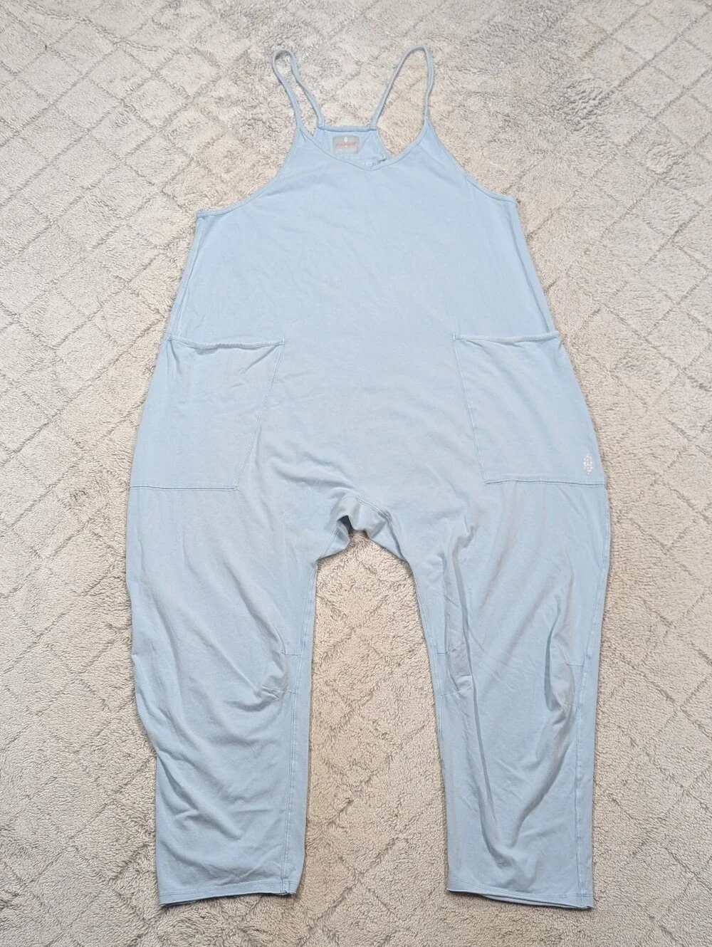 Free People Jumpsuit Womens M Blue Mediterranean Hot Shot Onesie Slouchy